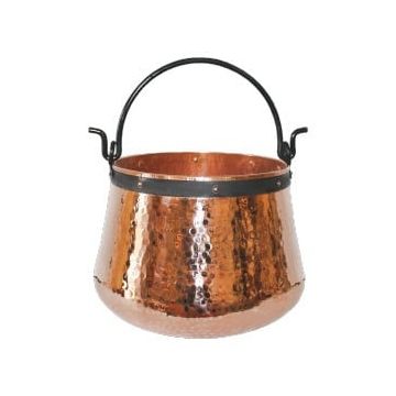 Ceaun Traditional, Cupru Masiv, Toarta Fier Forjat, 15 Litri