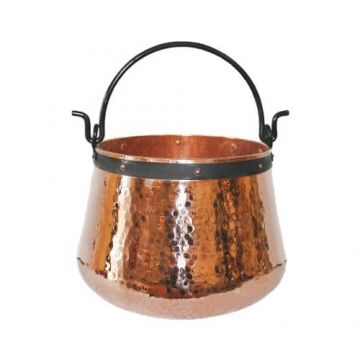 Ceaun Traditional, Cupru Masiv, Toarta Fier Forjat, 60 Litri