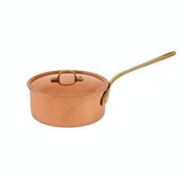 Cratita din Cupru Ø22cm, cu Capac, Maner Bronz