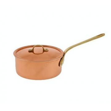 Cratita din Cupru Ø24cm, cu Capac, Maner Bronz