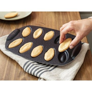 Forma de copt barcute, Tefal, PerfectBake Mini J5734202, 21 x 29 cm, aluminiu reciclat, negru/maro