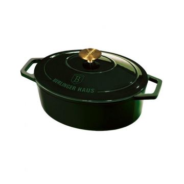 Oala fonta emailata cu capac ovala 30 cm Emerald Collection Berlinger Haus BH 6505