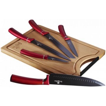 Set de cutite cu tocator, 6 piese, Burgundy Berlinger Haus BH 2552