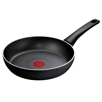 Tigaie Tefal Force C2920453, 24 cm, Thermo-Signal, Compatibil cu inductie, Invelis antiaderent Titanium, Negru