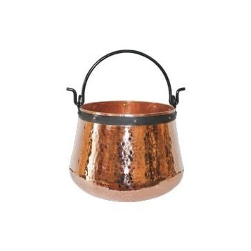 Ceaun Traditional, Cupru Masiv, Toarta Fier Forjat, 5 Litri