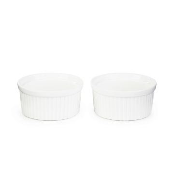 Set 2 vase de copt Ramekin Tineo, Homla, 9 cm, portelan, alb