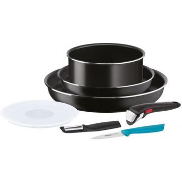 Set de 7 piese Tefal Ingenio Essentials L1549002, Aluminiu, Antiaderent (Negru)