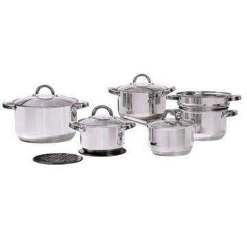 Set oale 13 piese Berry, Ambition, 48x27x23.5 cm, inox/sticla, argintiu