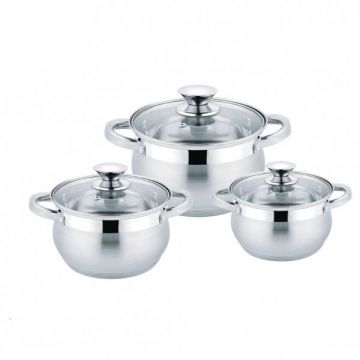 Set oale bombate inox, 6 piese, Bohmann BH0514, Capacitate 3.9L, 5.1L, 6.6L