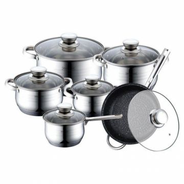 Set oale inox, 12 piese, Bohmann BH71241-12, Capacitate 2.1L, 2.1L, 2.9L, 3.3L, 3.9L, 6.5L