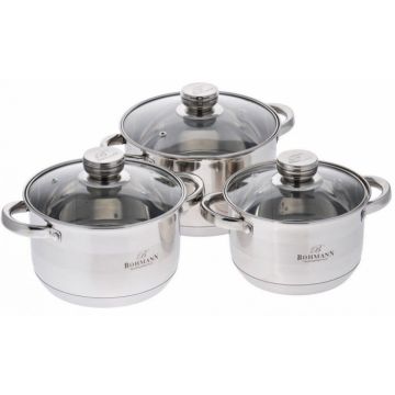 Set oale inox, 6 piese, Bohmann BH06-275, Capacitate 2.6L, 3.6L, 4.5L