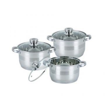 Set oale inox, 6 piese, Bohmann BH06-375, Capacitate 5.1L, 6.6L, 7.7L