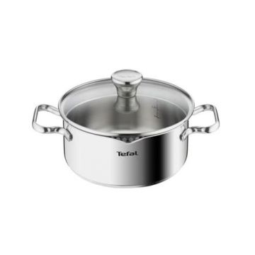 Cratita Tefal Duetto+ A70542 cu manere rotunde din otel inoxidabil, 20 cm (Argintiu)