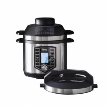 Multi-cooker 2in1 cu gatire sub presiune friteuza cu aer cald, 6L, 1200W, 15 programe, mentinere cald, acoperire anti-aderenta, Inox