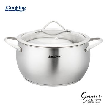 Oala cu capac 4.3 L, ORIGINI by Chef Nicolai Tand, Cooking by Heinner, 22x11.5 cm, inox/sticla termorezistenta, argintiu