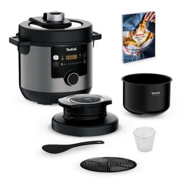 Oala sub presiune electrica Tefal Turbo Cuisine & Fry CY778830, 1200W, Tehnologie Spherical Bowl, capacitate 5 L, pastrare la cald, invelis antiaderent (Negru/Gri)