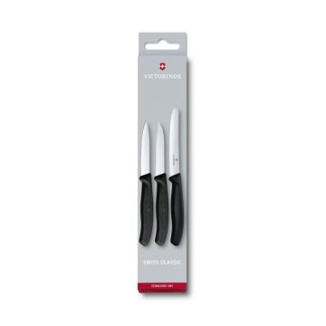 Set 3 Cutite Pentru Decojit Fructe si Legume Victorinox 6.7113.3, Negru