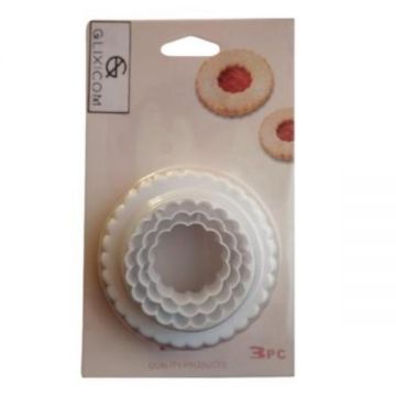 Set 3 Decupatoare pentru Fursecuri Prajituri Gogosi sau Fondant cu 6 Marimi Diferite PVC G Glixicom®