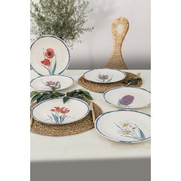 Set 6 Farfurii Bouquet, Ceramica , Alb Mat, 25 cm