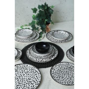 Set de cină din ceramică, Negru, 28 cm