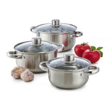 Set de gatit 6 piese Tully, Domotti, 16/18/20 cm, inox, argintiu