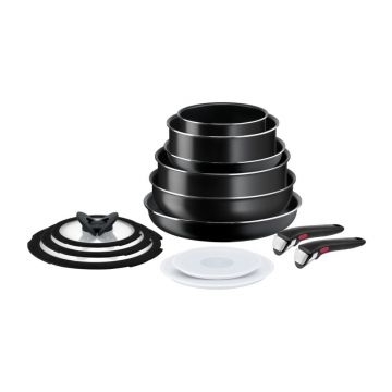 Set de vase pentru gătit 13 buc. din aluminiu INGENIO EASY COOK & CLEAN BLACK L1549023 – Tefal