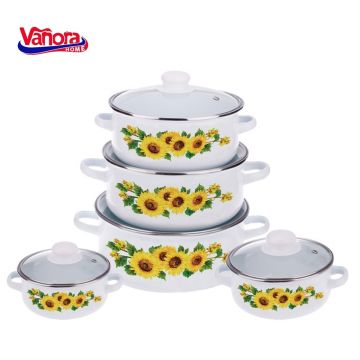 Set oale Sun Flower, Cooking by Heinner, 10 piese, otel carbon, multicolor