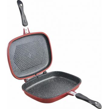 TIGAIE DUBLA DREPTUNGHIULARA TIP GRILL, ALUMINIU, 32x24x7.5 CM, EASY COOK RED, COOKING BY HEINNER