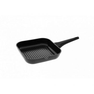 Tigaie pentru gratar Gerlach, Tip Grill, Non Stick, 24 cm, Aluminiu, Negru