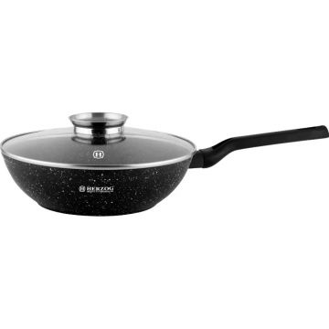 Tigaie wok cu capac marmorata, 32 cm Herzog HR 2618