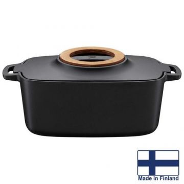 Cratita cu capac, din fonta, antiaderenta, Fiskars Norden, 5 l (Negru)