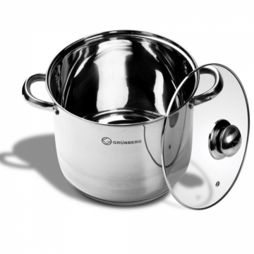 Oala din inox cu capac din sticla 19.5 l Grunberg