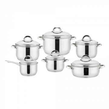 Set 12 piese  6 vase din inox cu capace din inox Grunberg