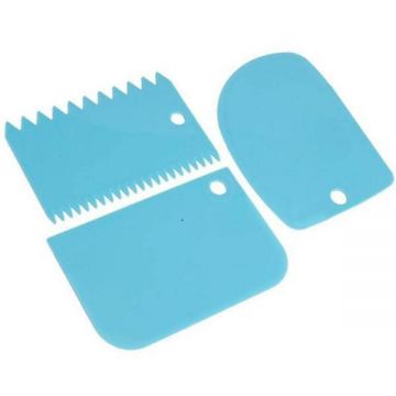 Set 3 spatule pentru tort, plastic, albastru