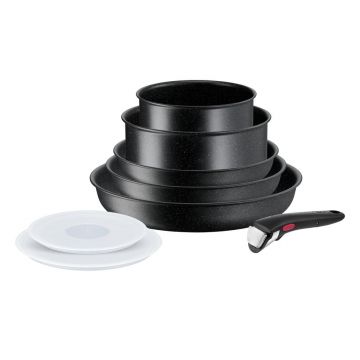 Set de vase pentru gătit 8 buc. din aluminiu INGENIO Black stone L3998802 – Tefal