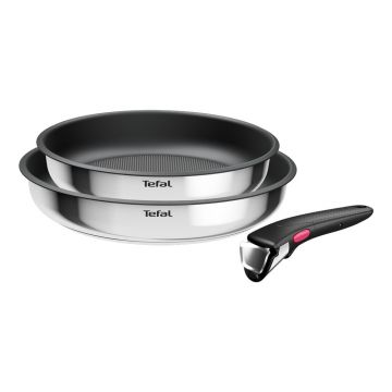 Tigăi cu suprafață antiaderentă/cu mâner reglabil 2 buc. din oțel inoxidabil ø 26 cm INGENIO Cook Eat L8813S75 – Tefal