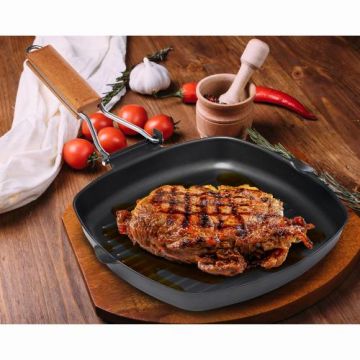 Tigaie grill Delis Heinner VN-SYN-XB01, 24cm (Negru)