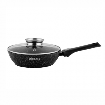 Tigaie Wok cu Capac si Buton pentru Aroma Acoperire Marmura 28 cm 3.8L