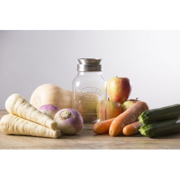 Recipient cu razatoare pentru legume, Kilner, Fred, 1 L, 10 x 24.5 cm, sticla, transparent