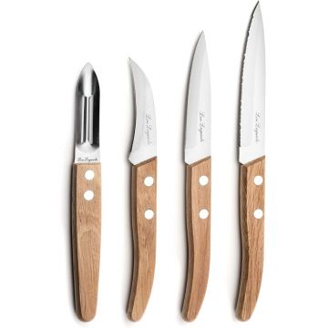 Set 4 cutite esentiale, Lou Laguiole, Essentials Forest, inox/lemn