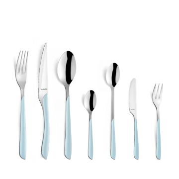 Set tacamuri, 26 piese, Amefa, Eclat Matt Sky Blue, inox, bleu