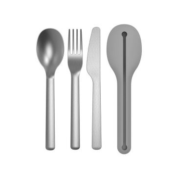 Set tacamuri pentru calatorie 4 piese BergHOFF, Leo, inox/silicon, gri